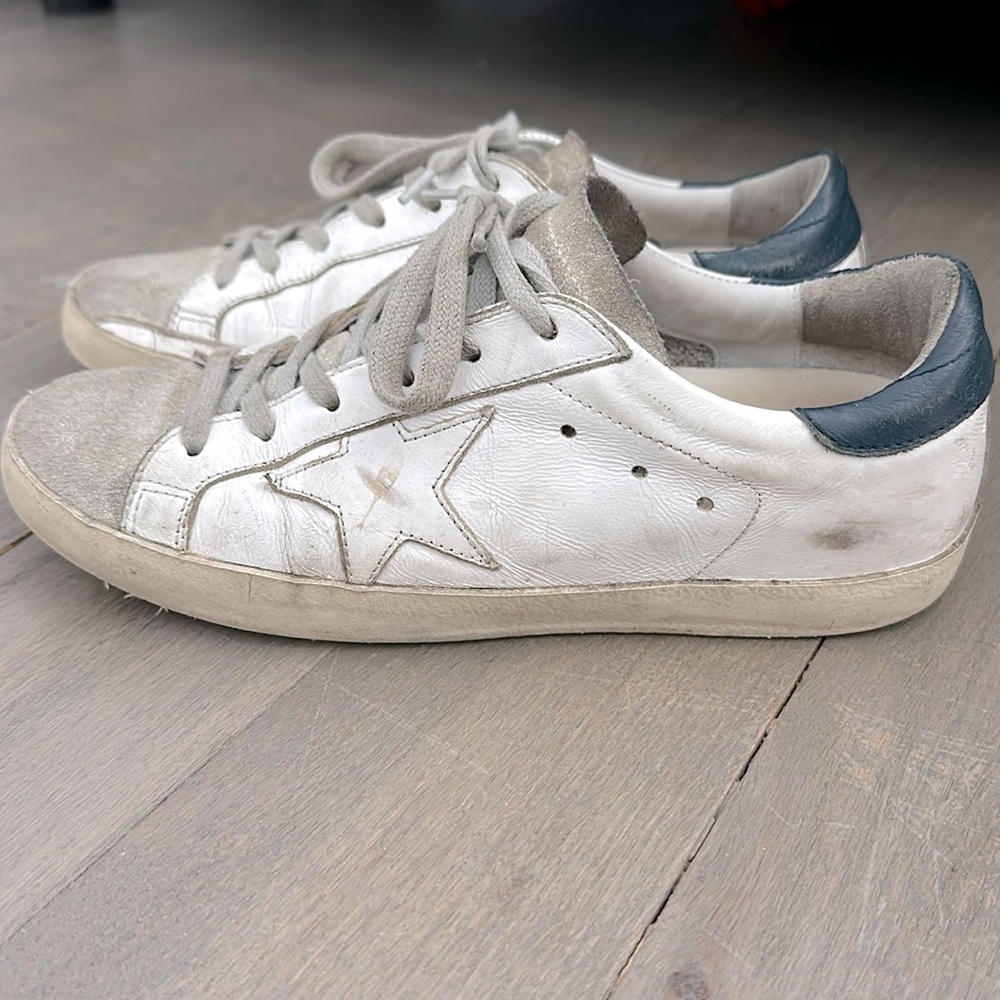 Golden Goose Super Star - White / Navy/ Suede - sz 37